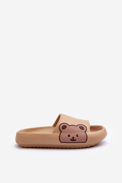 Chaussons Femme Mousse Légère Motif Ours Beige Foncé Parisso