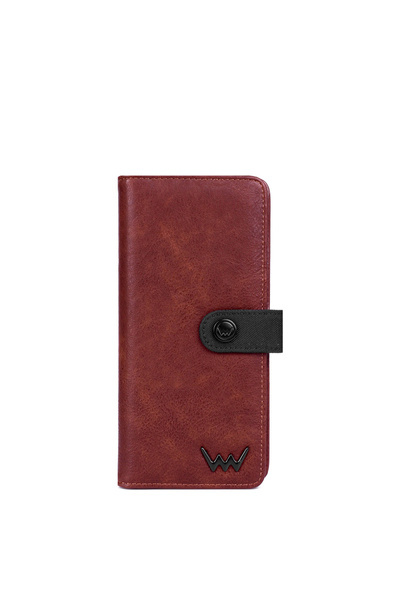 Portefeuille zippé en cuir pour femme marron et noir Florence