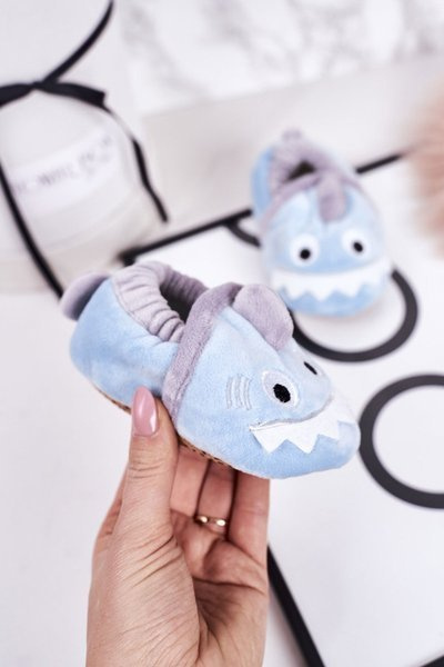 Chaussons d'intérieur isolés en velours pour enfants Monstre bleu