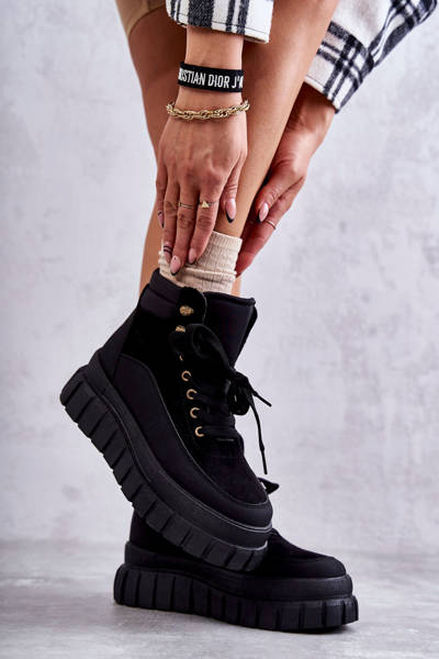 Cizme confortabile pe platforma Black Sanchio