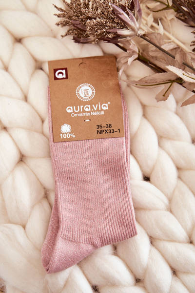 Chaussettes Femme Avec Fil Brillant Rose