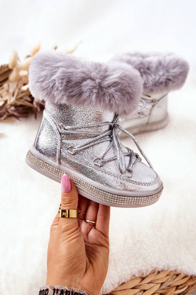 Kinder-Fleece-Schneestiefel Silver Grandis