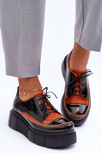 Női bőr Brogues Maciejka 5074A-01 Fekete