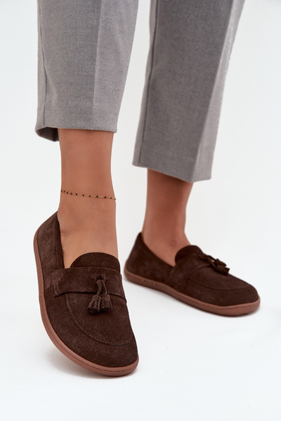 Bőr nubuk mokaszin barefoot típus Zazoo 322 csokoládé