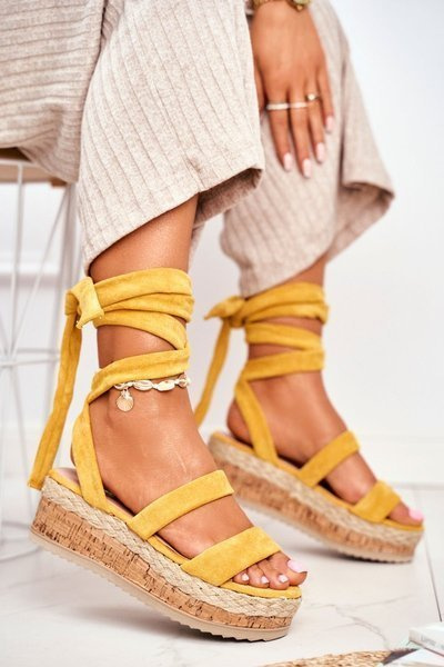 Women's Platform Sandals Tiered Yellow La Favorite
