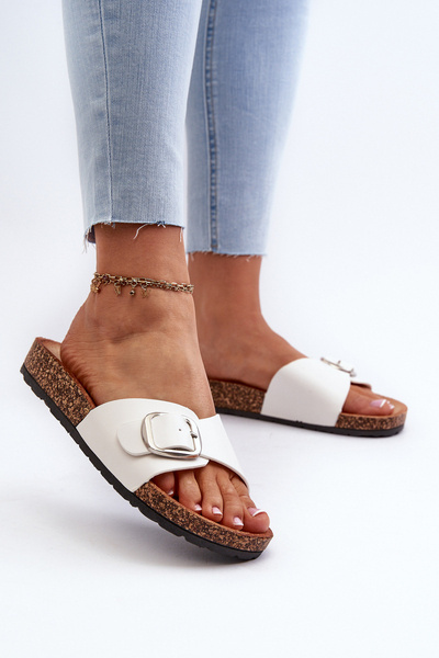 Sandales Plateforme en Liège avec Boucle pour Femme Blanc Moaxi