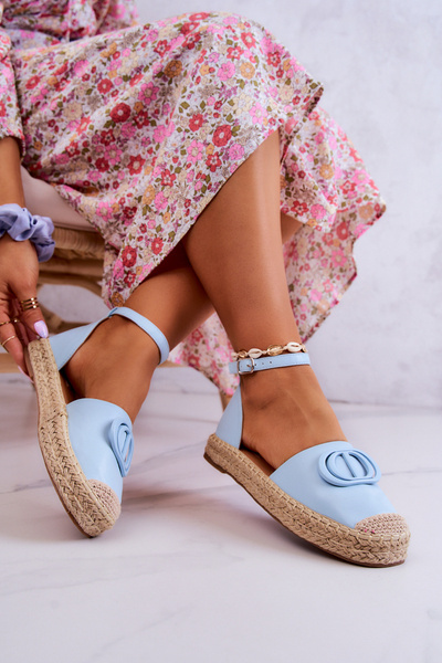 Leather Espadrilles With Decoration Blue Nells