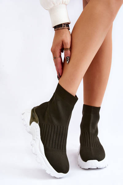 Baskets chaussettes hautes femme vert Jovie