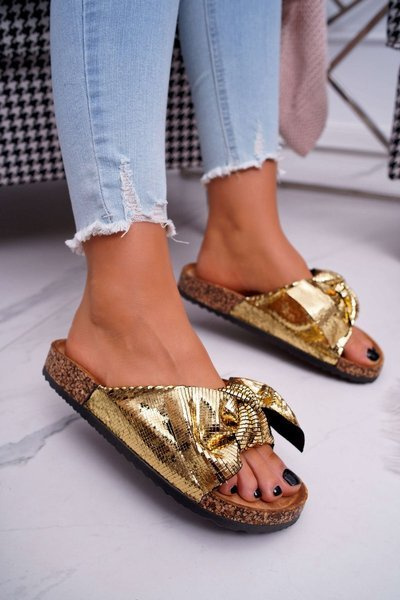 Kork Schleife Flip Flops Gold Metallics