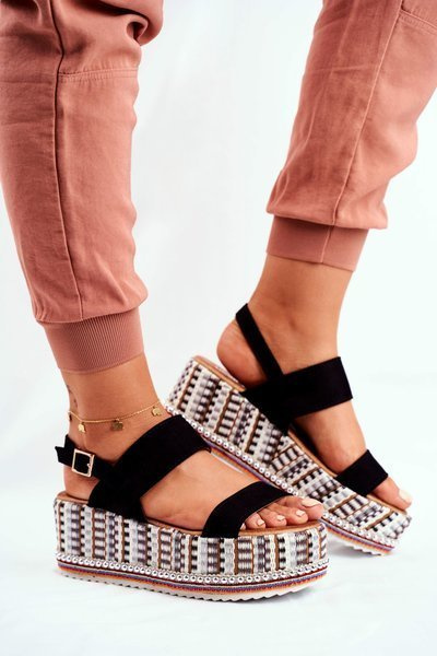 Sandales Plateforme Femme Noir Sandy