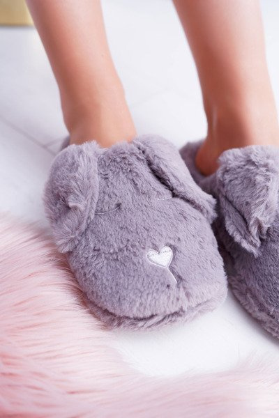 SOXO Chaussons Femme Fluffy Pies avec Oreilles Gris