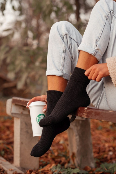 Damen Socken Merinowolle Schwarz