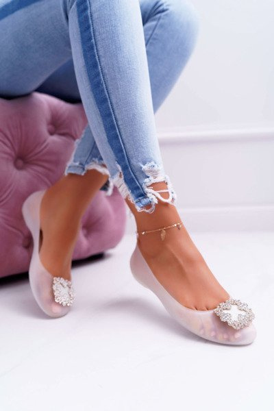 Lu Boo | Fehér Gumi Balerina Meliski Balerina Circons Palita