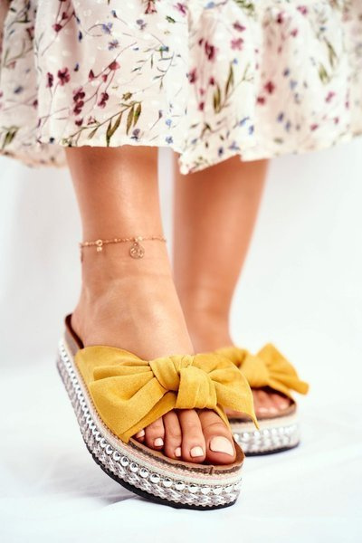 Damen High Flip Flops Gelb Mortigo