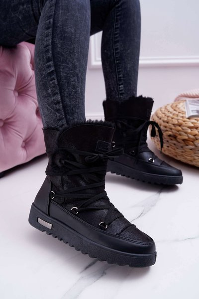 Bottes de neige chauffantes en polaire pour femmes Noir Fereni