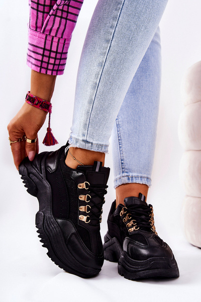 Chaussures de sport à plateforme noires Flynn
