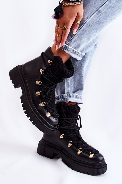 Bottes Chaudes En Cuir Noir Arisa