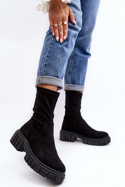 Schwarze flache Stiefeletten mit flachem Absatz Divella
