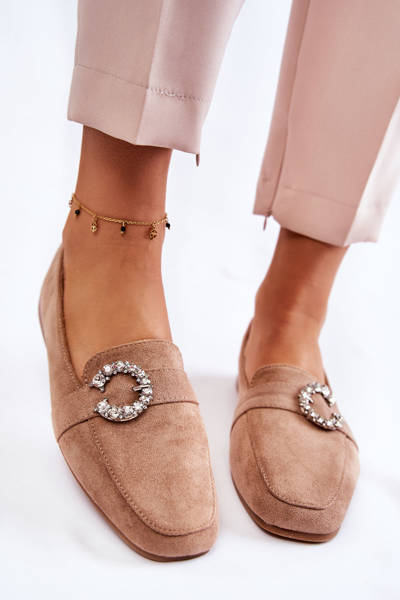 Klasikiniai zomšiniai loaferiai iš tamsiai smėlio spalvos Halla