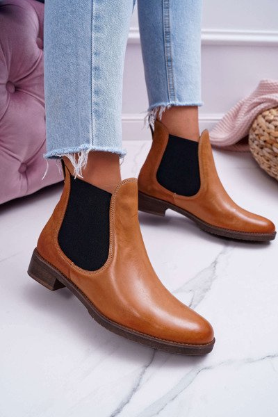 Damen Leder Schnürstiefel Maciejka Camel 04359