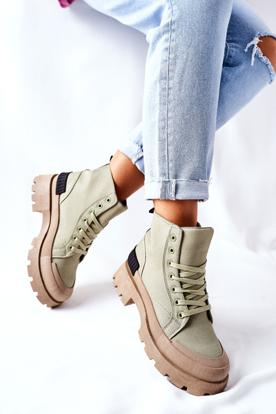 Damen Trapper-Stiefel Grün Any One