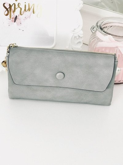 Large Ladies Grey Wallet with Heart Keyring