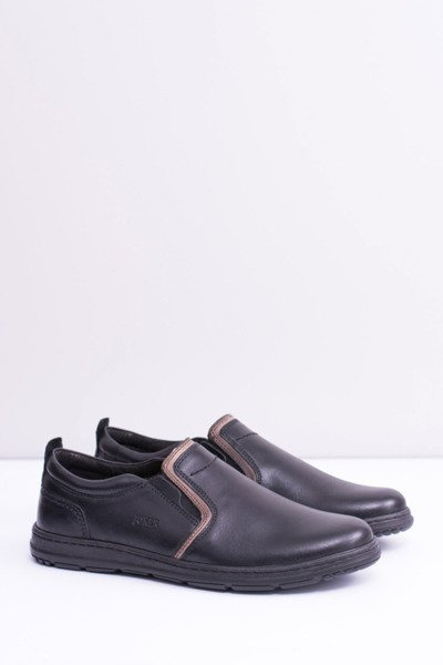 Demi-bottes en cuir à enfiler pour hommes Leonidas Noir