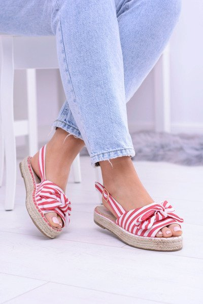 Rot Damen Espadrilles Sandalen Cocardé Buni