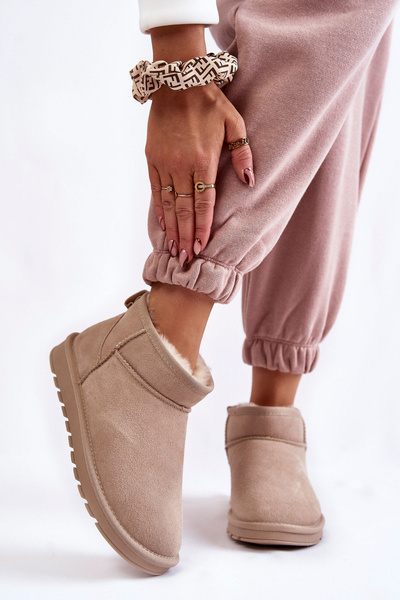 Bottes de neige basses en daim pour femme Beige clair Shelie