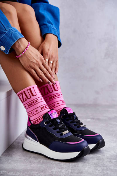 Chaussures de Sport Femme On Wedge GOE KK2N4081 noir et bleu Marine