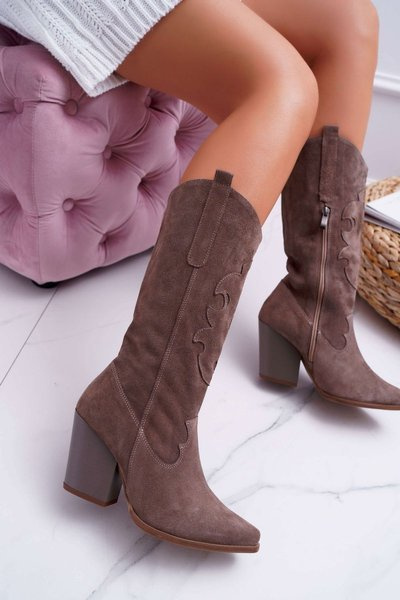 Cizme de stiletto pentru femei Cowboy Cappuccino Brunt