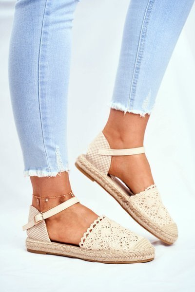 Damen Plateau Espadrilles Leinen Beige Vienna