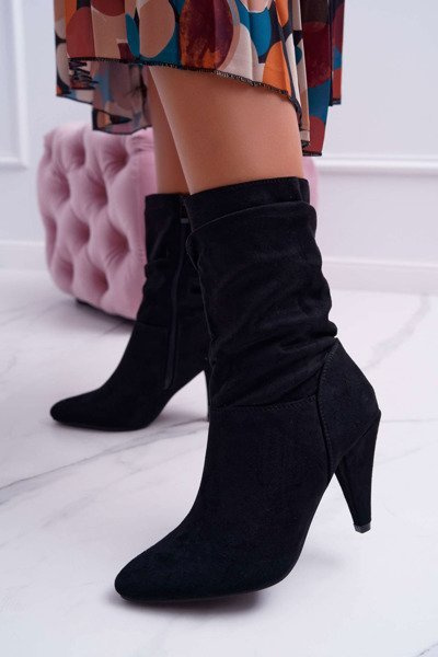 Women's Stiletto Booties Behind The Ankle Warmed Black Temma
