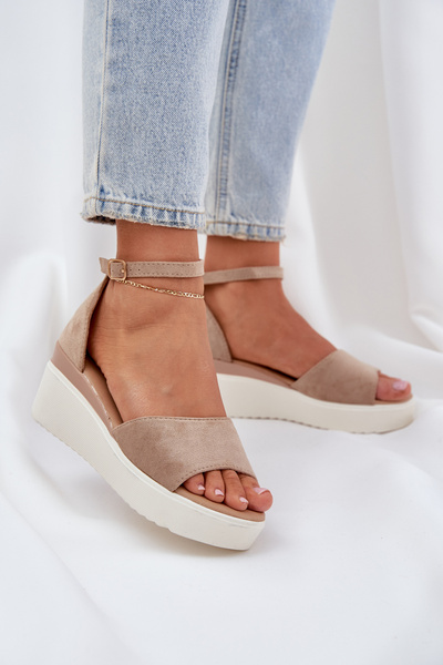 Lightweight Platform Sandals With Delicate Wedge Dark Beige Gillifia