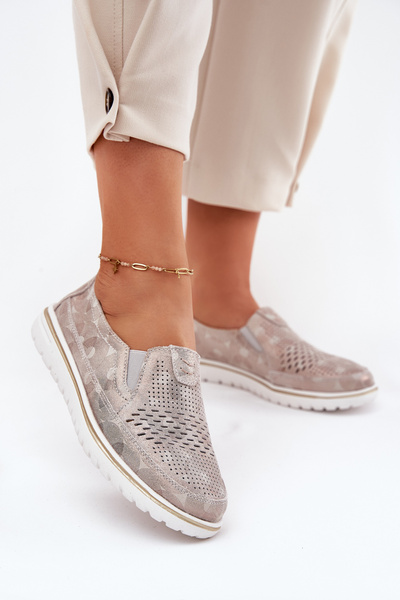 Wildleder-Slipper Beige-Gold Inez