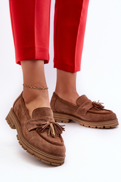 Zazoo Mocassins Femme 3469 En Daim Avec Franges Marron