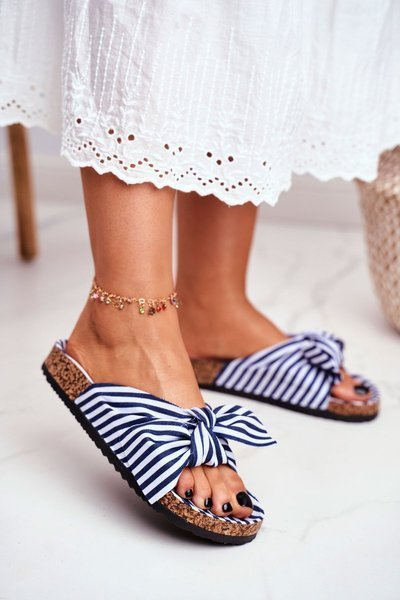 Tongs Femme Avec Noeuds Pin-up Bleu Marine Verrone