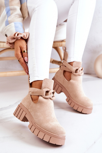 Bottines En Daim Avec Une Coupe Beige Kirsten