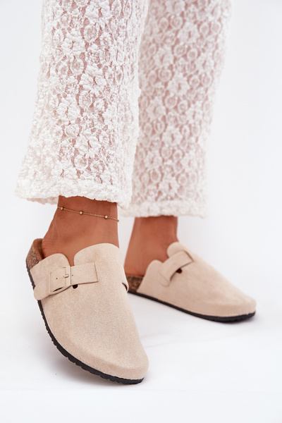 Damen Clogs und Auf Korkplattform Mit Schnalle Hellbeige Klarae
