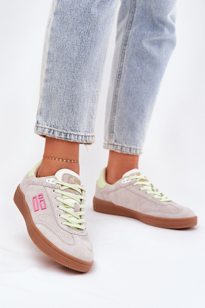 Bottines Sport En Daim Baskets Femme D.Franklin Blanc Éteint DFSH387005