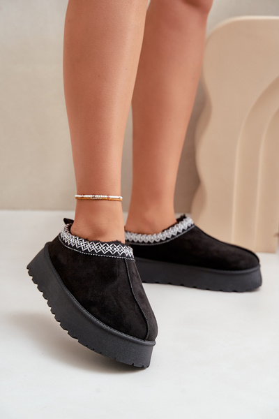 Hócipők Platformon Hímzéssel Fekete Tamilda