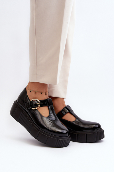 Zazoo 20102 Mocasini femei cu platforma Negri