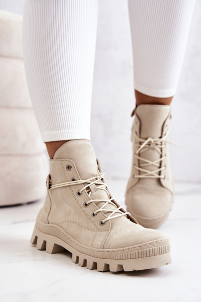 Bakancs Tied Trappers Beige Marsha