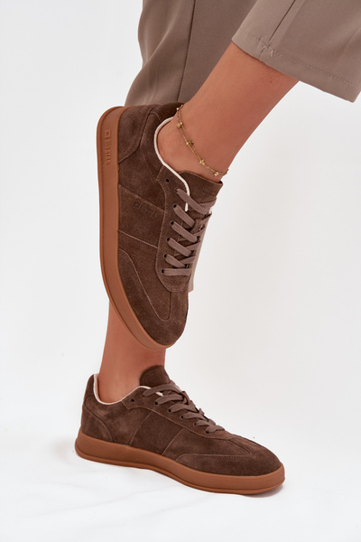 Damen Wildleder Sneakers Big Star SS274676 HI-POLY SYSTEM Braun