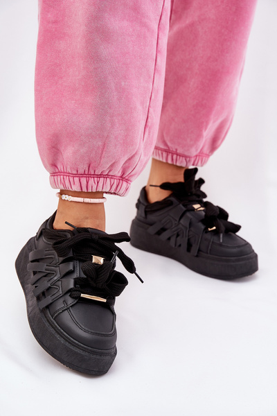 Eko Leder Sneakers Auf Plattform Schwarz Penolle