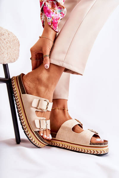 Chaussons Femme Sur Plateforme Beige Melisa