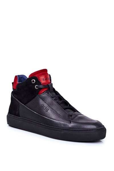 Pantofi sport pentru bărbați piele goe neagră gg1n3114
