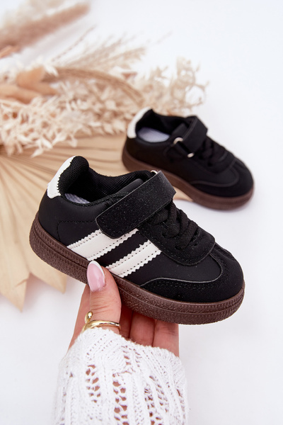Încălțăminte Sport Copii Sneakers Cu Velcro Negre Adelina