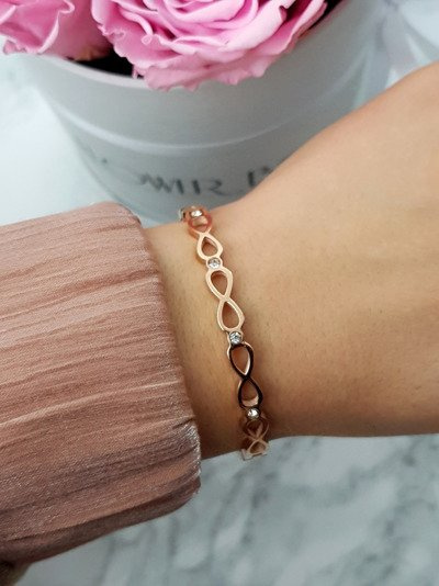 Brățară de oțel pentru femei cu Zirconia Infinity Pink Glam Glam