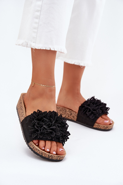 Damen Sandalen auf Korkplattform schwarz Elirna
